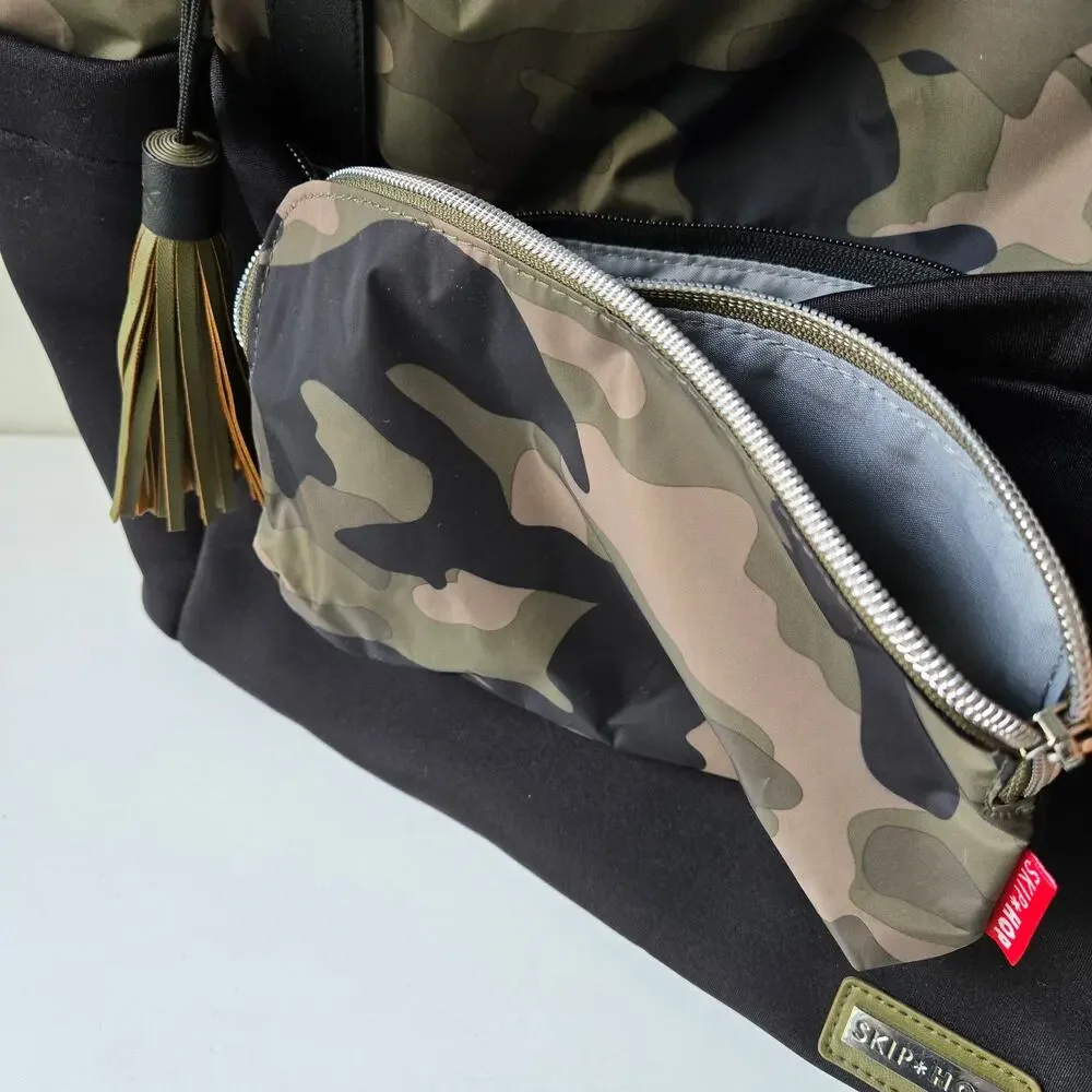 Skip Hop NEW Nolita Neoprene Black Camo Diaper Tote Bag Camoflage Unisex NWT